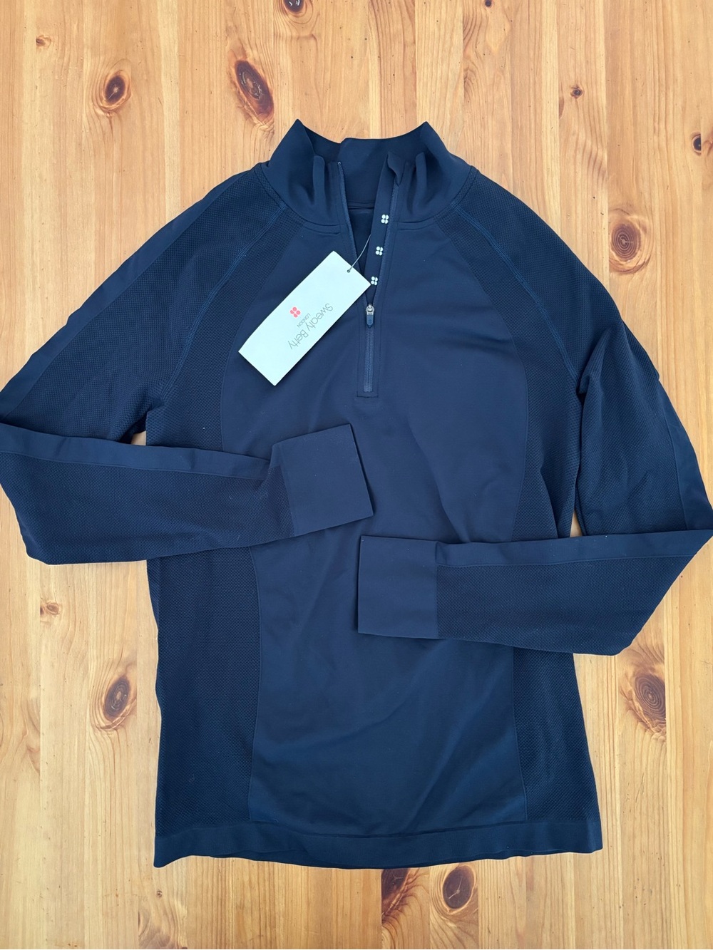 Sweaty Betty Women’s Athlete Seamless Half Zip Long Sleeve Top Navy Size L NWT